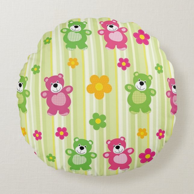 Cute Bears Round Cushion (Front)