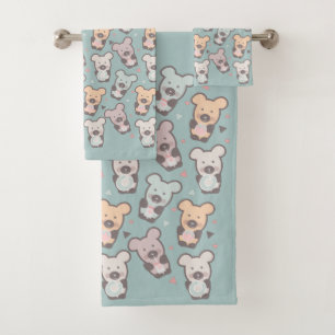 Cute Bears Sweets Snacks Confetti Bath Towel Set
