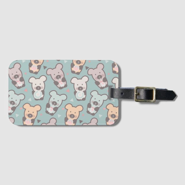 Cute Bears Sweets Snacks Confetti   Luggage Tag (Front Horizontal)