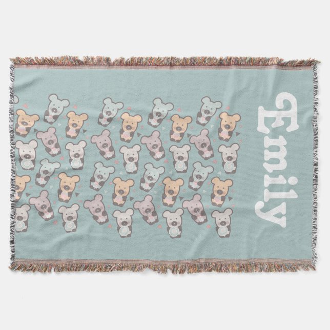 Cute Bears Sweets Snacks Confetti     Throw Blanket (Front)