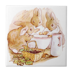 Cute Beatrix Potter, Bunnies, Custom Tile