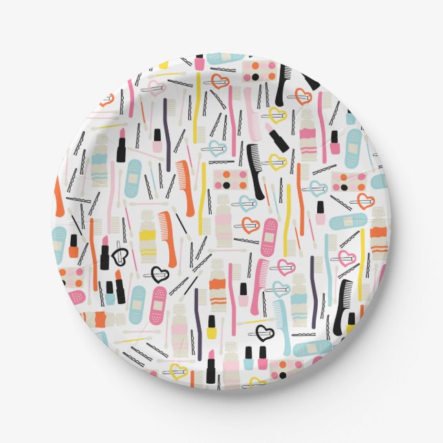 Cute Beautician Paper Plates (Front)