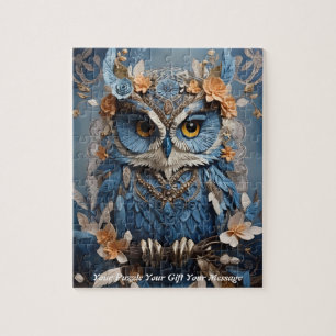 Cute Beautiful Boho Owl Jigsaw Puzzle