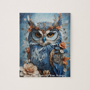 Cute Beautiful Boho Owl Jigsaw Puzzle