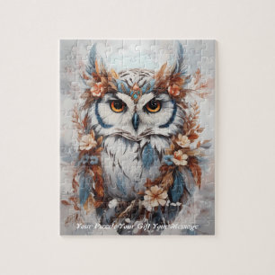 Cute Beautiful Boho Owl Jigsaw Puzzle