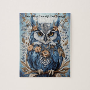 Cute Beautiful Boho Owl Jigsaw Puzzle