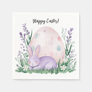 cute beautiful bunny with flowers and for Easter Napkin