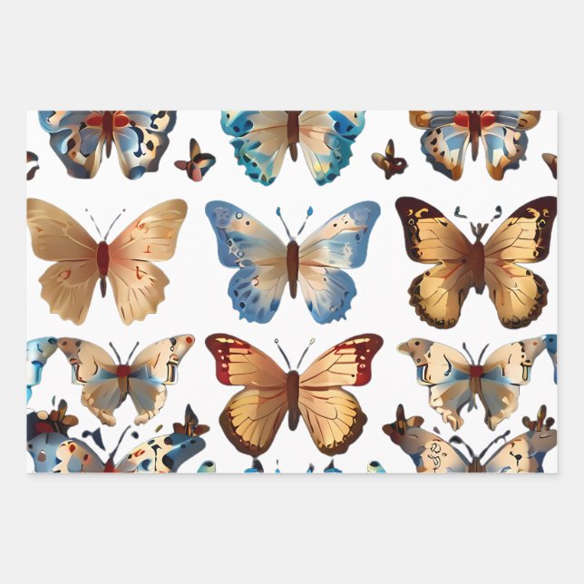 Cute Beautiful Butterflies  Wrapping Paper Sheet (Front 2)