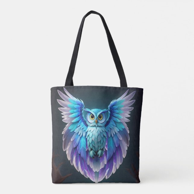 Cute Beautiful Colourful Owl Tote Bag (Back)