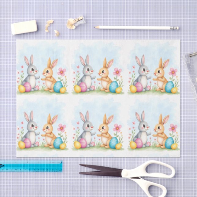Cute Beautiful Easter Bunnies Modern Collection Tissue Paper (Craft)
