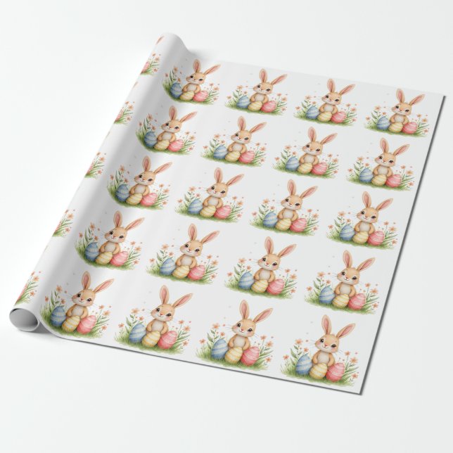 Cute Beautiful Easter Bunny Popular Collection Wrapping Paper (Unrolled)