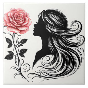 Cute Beautiful lady crafting home business Tile