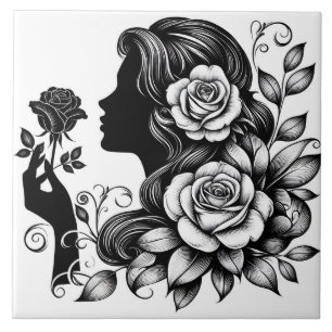 Cute Beautiful lady crafting home business Tile