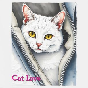Cute Beautiful Modern Watercolor Cat Collection Fleece Blanket