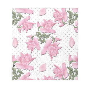Cute beautiful pink roses cartoon retro vintage ab notepad