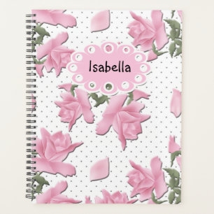 Cute beautiful pink roses cartoon retro vintage ab planner
