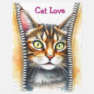 Cute Beautiful Popular Watercolor Cat Collection Fleece Blanket