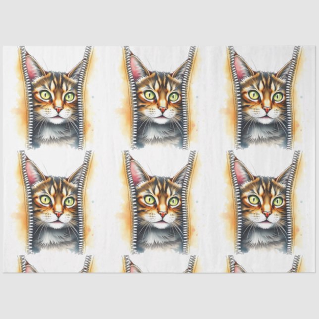 Cute Beautiful Popular Watercolor Cat Collection Tissue Paper (Front)