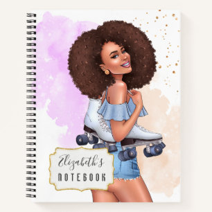 Cute Beautiful Roller Girl Spiral Notebook