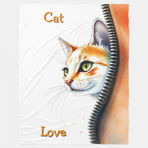 Cute Beautiful Trendy Watercolor Cat Collection Fleece Blanket