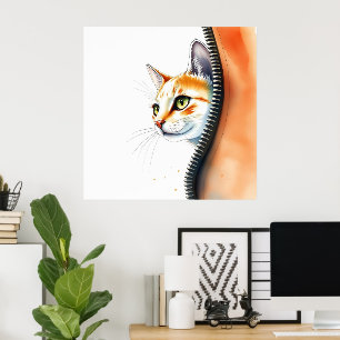 Cute Beautiful Trendy Watercolor Cat Collection Poster