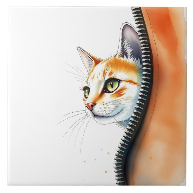 Cute Beautiful Trendy Watercolor Cat Collection Tile (Front)
