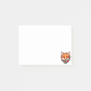 Cute Beautiful Watercolor Fox Flower Post-it Notes