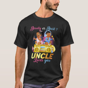 Cute Beauty Or Beat Uncle Loves You Gender Reveal T-Shirt