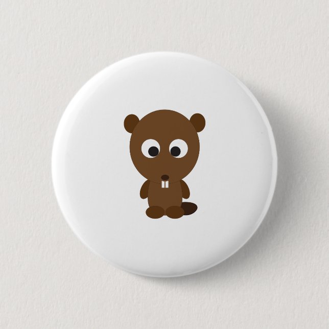 Cute Beaver 6 Cm Round Badge (Front)