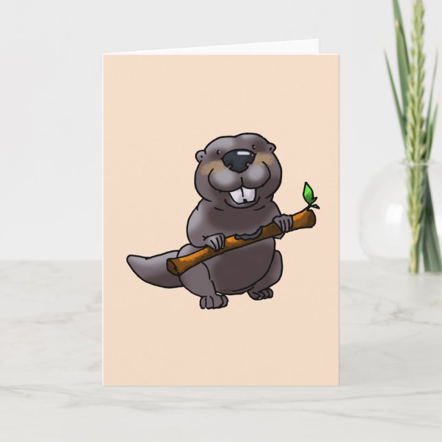cute beaver cartoon card (Front)