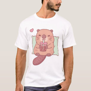 Cute Beaver Chilling With Bubble Tea T-Shirt