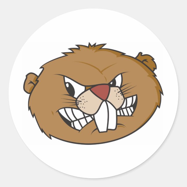Cute Beaver Classic Round Sticker (Front)