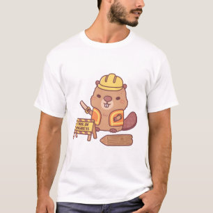 Cute Beaver Construction Cartoon Work In Progress T-Shirt