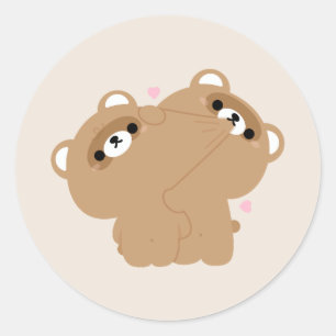 Cute Beaver Couple Classic Round Sticker
