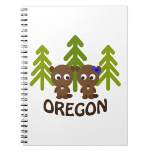 Cute Beaver Couple Oregon Notebook