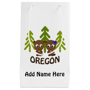 Cute Beaver Couple Oregon Small Gift Bag