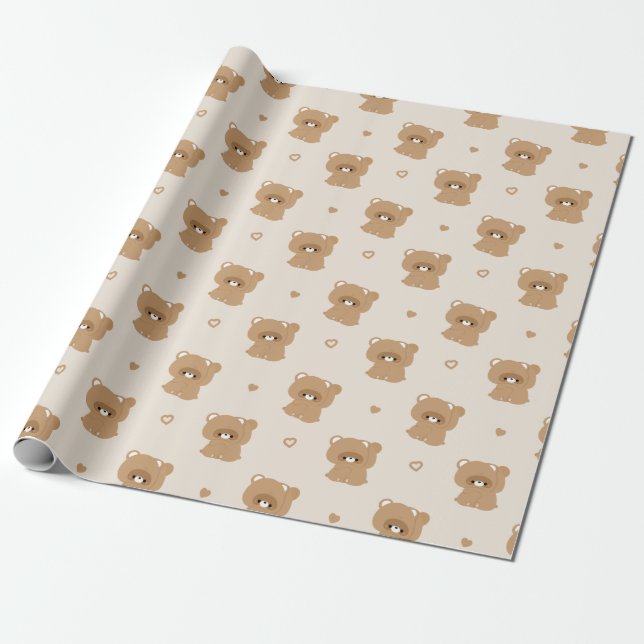 Cute Beaver Couple Wrapping Paper (Unrolled)