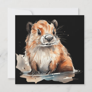 Cute beaver Flat Card