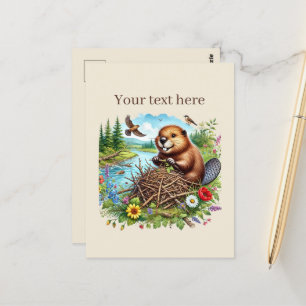 Cute beaver lovers customisable postcard