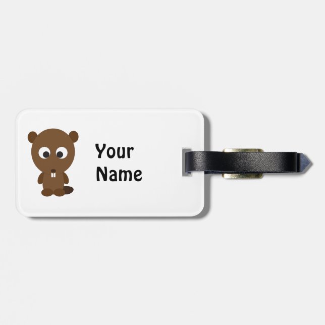 Cute Beaver Luggage Tag (Back Horizontal)