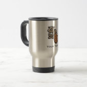 Cute Beaver; Metal-look Travel Mug (Front Left)