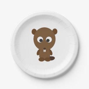 Cute Beaver Paper Plate