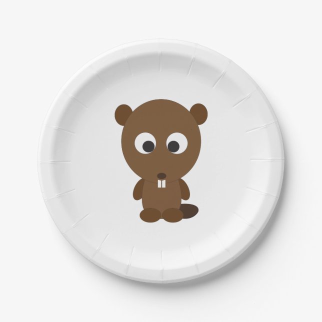Cute Beaver Paper Plate (Front)