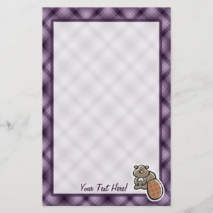 Cute Beaver; Purple Stationery