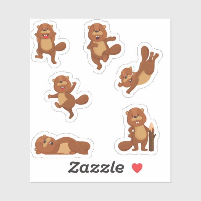 Cute Beaver Stickers (Sheet)