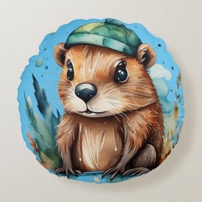 Cute beaver Throw Pillow (Front)