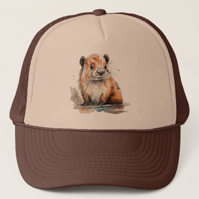 Cute Beaver   Trucker Hat (Front)