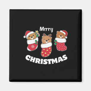 Cute Beavers In Christmas Stockings For Christmas  Magnet