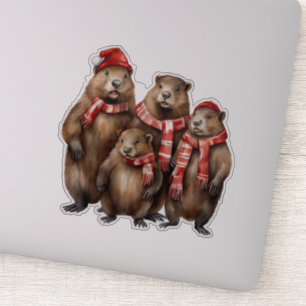 Cute Beavers in Scarves