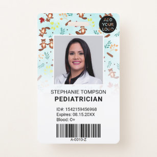 Cute beavers pediatrician photo logo code ID badge